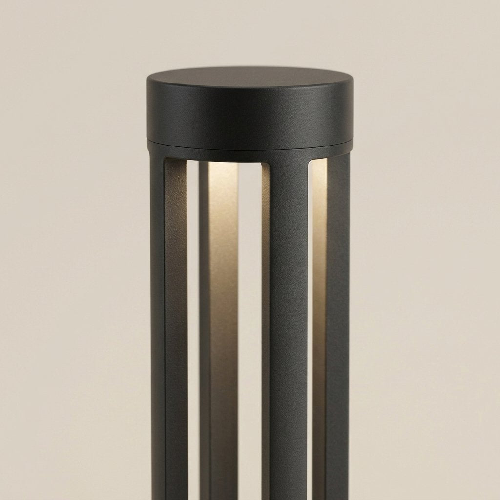 Tamsin Cylinder Bollard Light — cap and slot detail