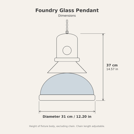 Foundry Glass Pendant — dimensions diagram