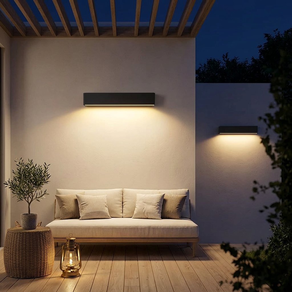 Lintel Linear Wall Light — night patio
