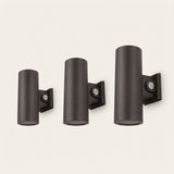 Bastion Cylinder Wall Light — three sizes side by side