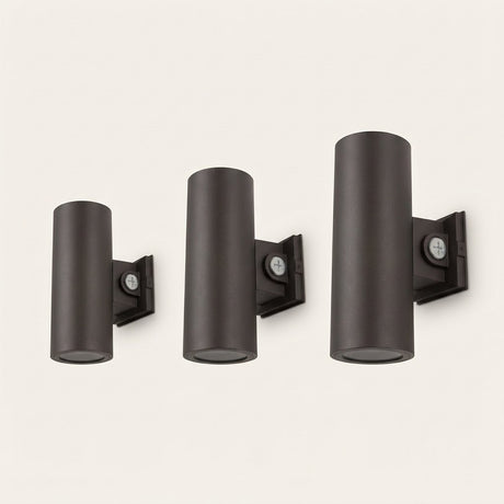Bastion Cylinder Wall Light — three sizes side by side