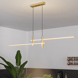Meridian Strip Pendant — gold over kitchen shelf