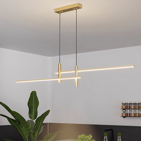 Meridian Strip Pendant — gold over kitchen shelf