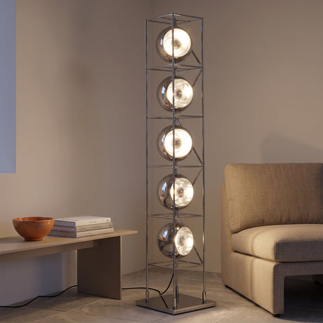 Orbit Bauhaus Floor Lamp — Silver hero with power cord