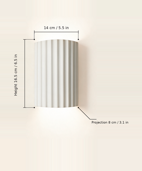 Ribbed Resin Wall Sconce — dimensions