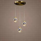 Facet Brass Crystal Pendant — Round 3-Light studio