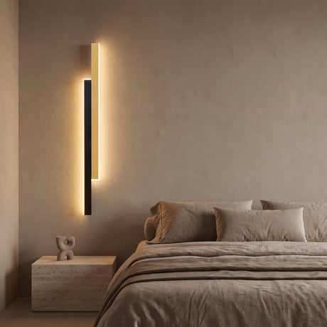 Vertical Strip Wall Sconce — Black+Gold, bedroom