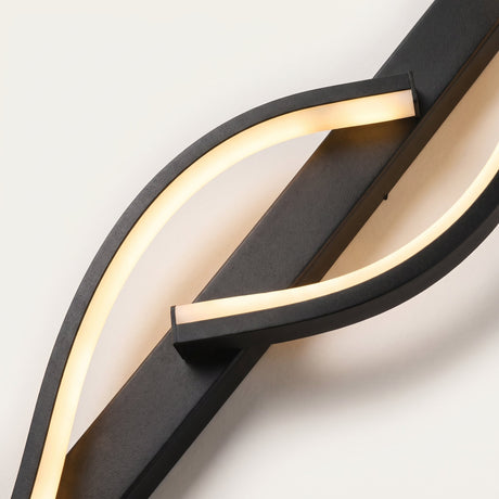 Halo Bar Wall Sconce — detail, wavy light ribbon close-up