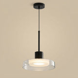 Puck Glass Pendant — Clear glass studio view