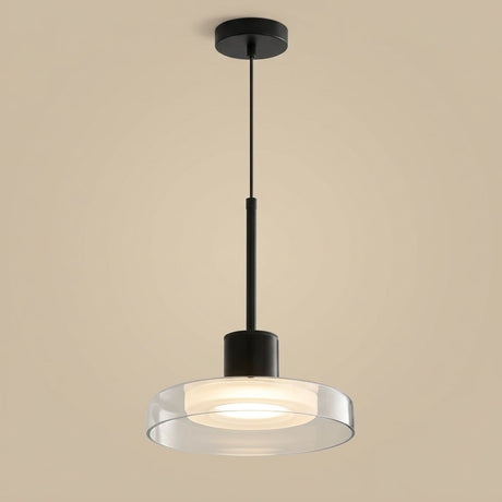 Puck Glass Pendant — Clear glass studio view