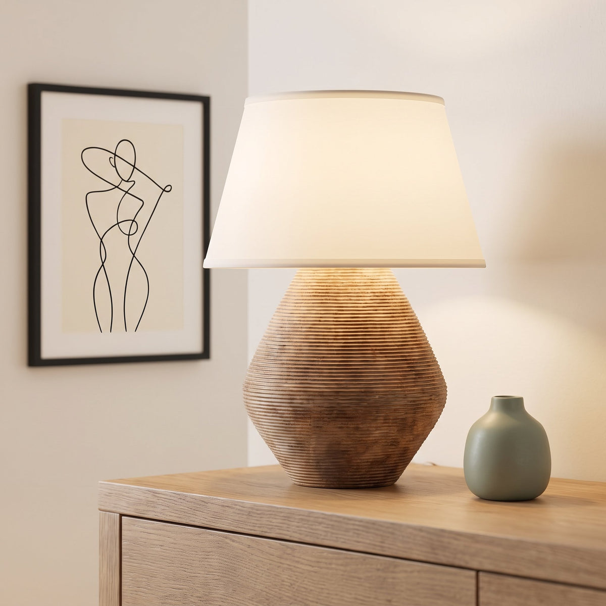 Reggio Ceramic Table Lamp — bedroom dresser lifestyle