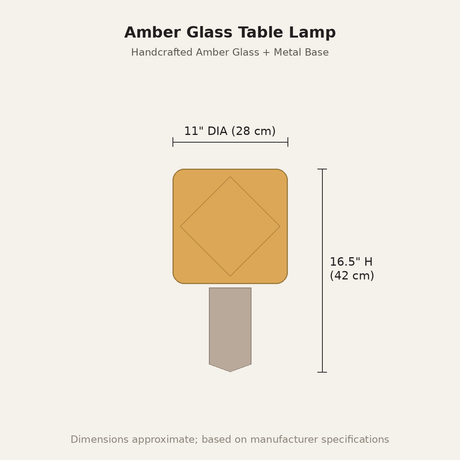 Amber Glass Table Lamp — dimensions
