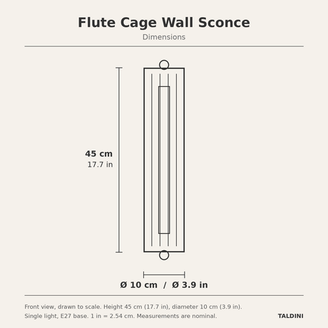 Flute Cage Wall Sconce — dimensions diagram