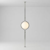 Chrome Globe Column Lamp — studio view, ivory globe on chrome double-rod frame