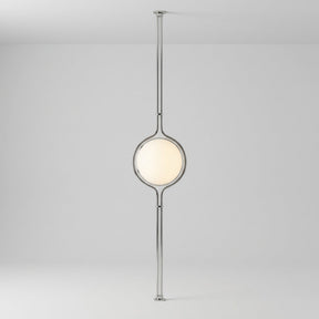 Chrome Globe Column Lamp — studio view, ivory globe on chrome double-rod frame
