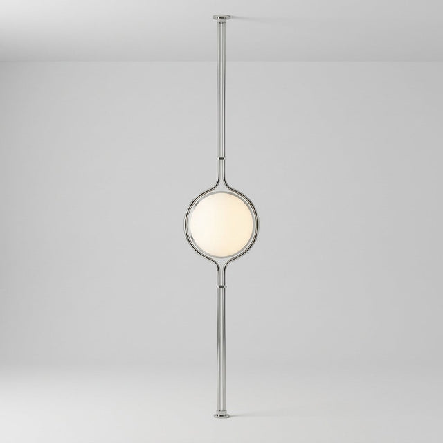 Chrome Globe Column Lamp — studio view, ivory globe on chrome double-rod frame