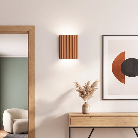 Ribbed Resin Wall Sconce — lifestyle, Orange entryway