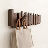 Orlo Piano Key Coat Rack — Walnut Wood with a canvas tote