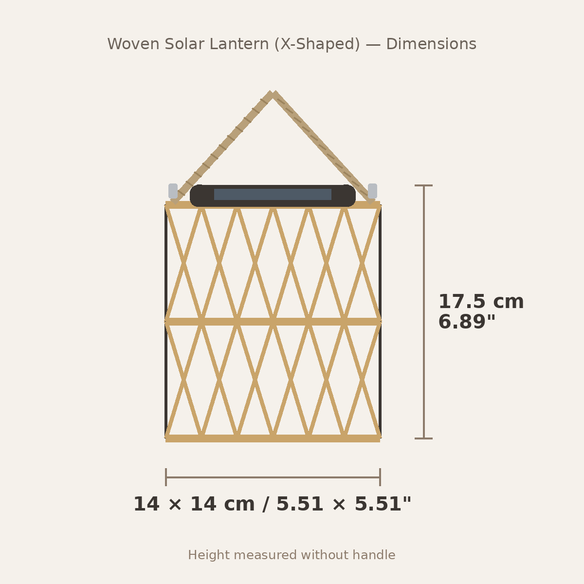 Woven Solar Lantern — X-Shaped dimensions
