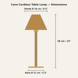 Cane Cordless Table Lamp — dimensions diagram