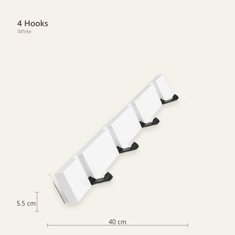 White coat rack 4 hooks size diagram 40 cm
