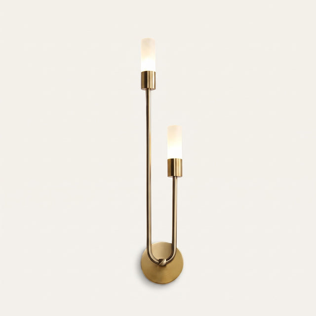 Dual Glow Wall Sconce - gold finish, left orientation, warm glow