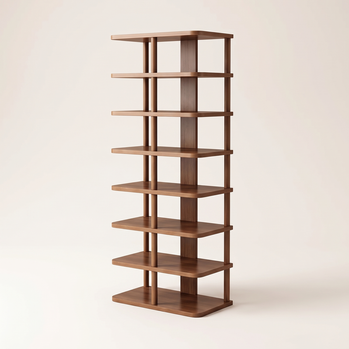Spire Shoe Tower — hero, Walnut 8-tier Full