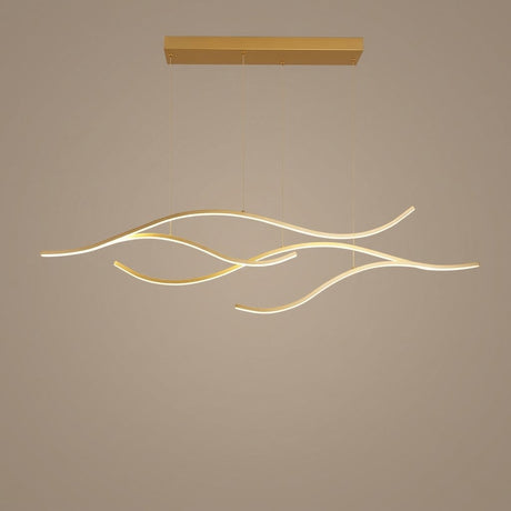 Waves Linear Pendant — Gold, 47.2 in, studio view