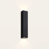Slab Outdoor Wall Light — slim black rectangular up-and-down wall sconce in Warm White