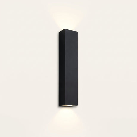 Slab Outdoor Wall Light — slim black rectangular up-and-down wall sconce in Warm White