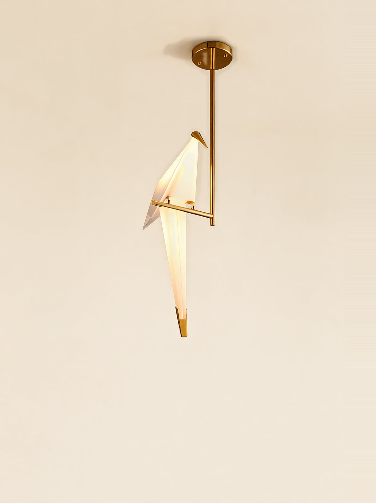 Origami Crane Accent Light — single-head long rod pendant