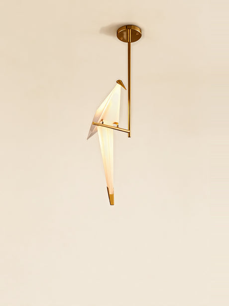 Origami Crane Accent Light — single-head long rod pendant