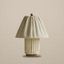 Plisse Fabric Table Lamp — Cream, studio view