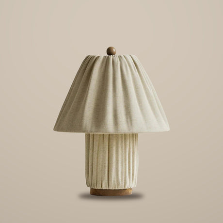 Plisse Fabric Table Lamp — Cream, studio view