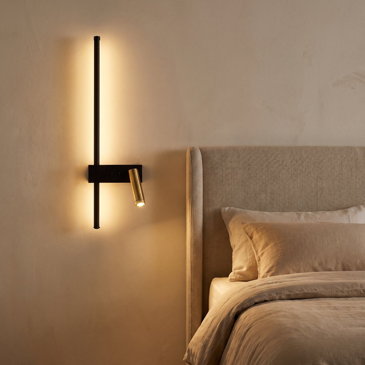 OsloGlow Wall Light - bedside lifestyle at dusk