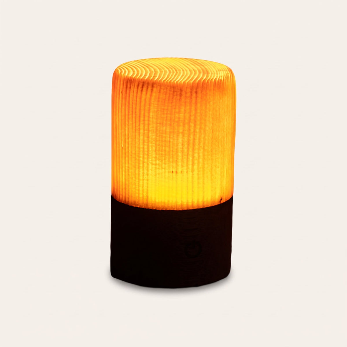 Grove Cube Lamp — Cylindrical 4.6" hero with dark wood base