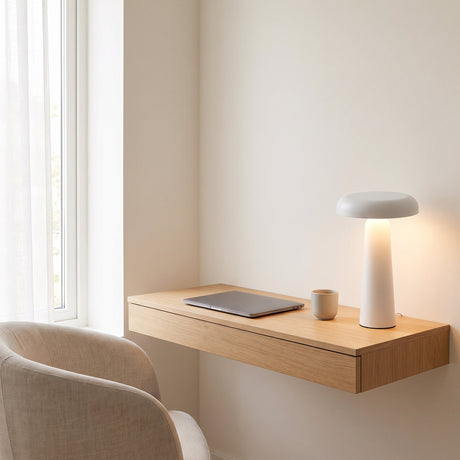 Porcini Table Lamp — desk shelf lifestyle