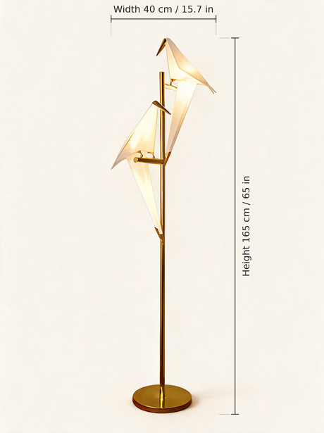 Origami Crane Accent Light — 2-head floor lamp dimensions