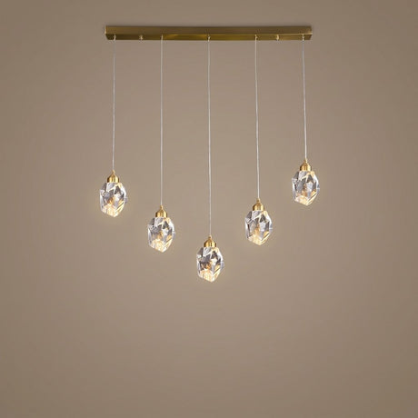 Facet Brass Crystal Pendant — Rectangle 5-Light studio