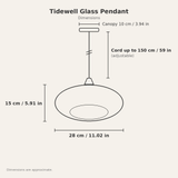 Tidewell Glass Pendant — dimensions diagram