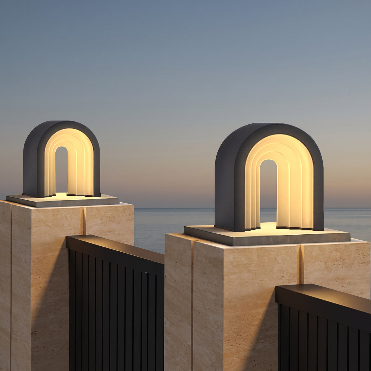 Arcadia Arch Accent Light — coastal gate piers