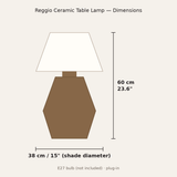 Reggio Ceramic Table Lamp — dimensions diagram