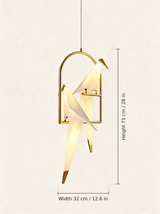 Origami Crane Accent Light — 2-head pendant dimensions