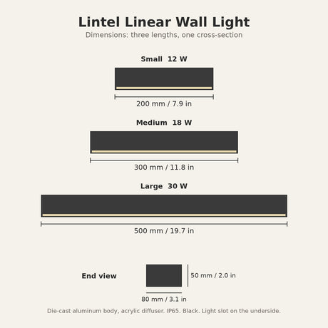 Lintel Linear Wall Light — dimensions diagram