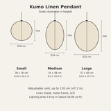 Kumo Linen Pendant — size diagram