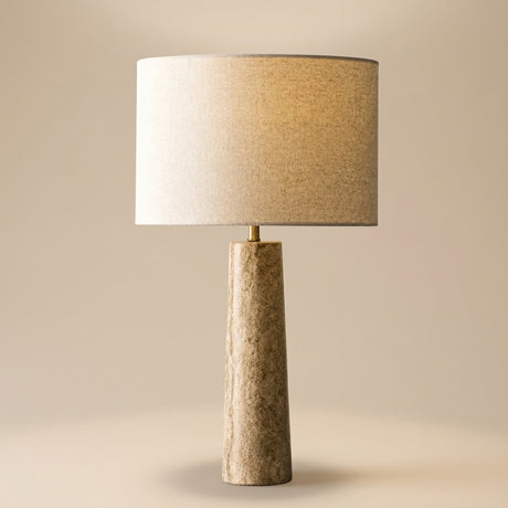 Cortona Travertine Table Lamp — tapered style, front view
