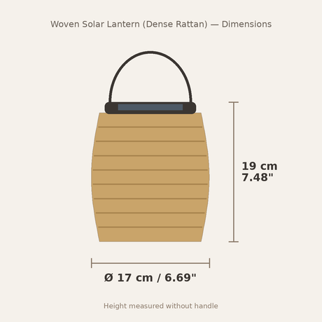 Woven Solar Lantern — Dense Rattan dimensions