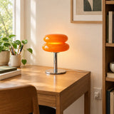 Amara Chrome & Glass Table Lamp — study in daylight, lamp on