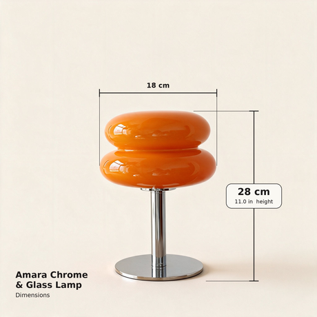 Amara Chrome & Glass Table Lamp — dimensions diagram