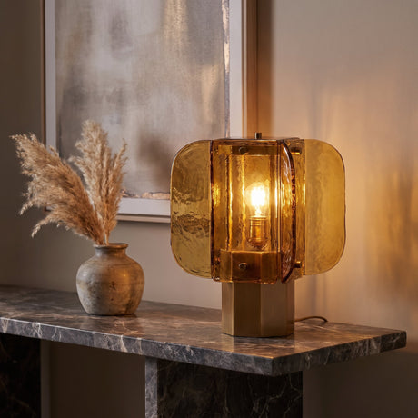 Amber Glass Table Lamp — console lifestyle